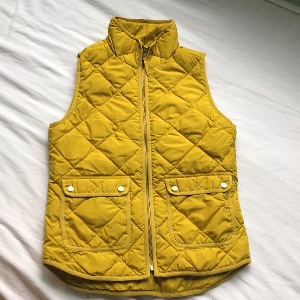 J crew yellow quilted vest size XS